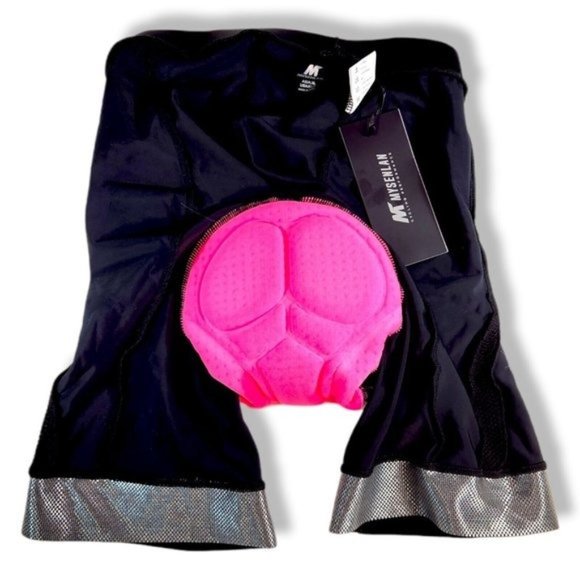 Mysenlan Womens Bicycle Shorts Size L Cycling Black Padded NWT !! - Picture 2 of 12
